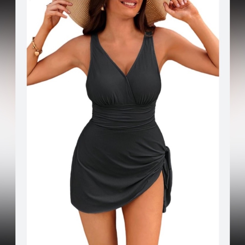 GRACE KARIN Swim Dress One Piece Swimsuit Women Tummy Control Tie Knot NWT M